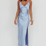 Marlie Side Pleat Maxi Dress Blue