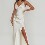 Marlie Side Pleat Maxi Dress Oyster