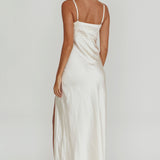 Marlie Side Pleat Maxi Dress Oyster