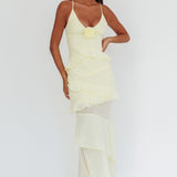 Marlie Frill Trim Rosette Maxi Dress Butter
