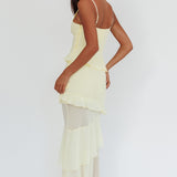 Marlie Frill Trim Rosette Maxi Dress Butter