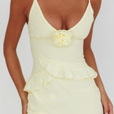 Marlie Frill Trim Rosette Maxi Dress Butter