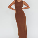 Tarli Low Back Maxi Dress Chocolate