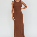 Tarli Low Back Maxi Dress Chocolate