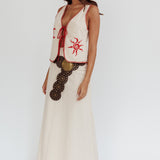 Dose Of Sunshine Blanket Stitch Skirt Beige