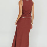 Dose Of Sunshine Blanket Stitch Skirt Chocolate