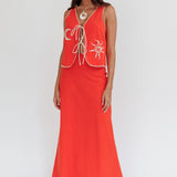 Dose Of Sunshine Blanket Stitch Skirt Orange