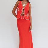 Dose Of Sunshine Blanket Stitch Skirt Orange