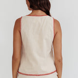 Dose Of Sunshine Blanket Stitch Vest Top Beige