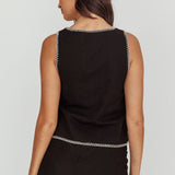 Dose Of Sunshine Blanket Stitch Vest Top Black
