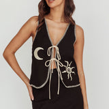 Dose Of Sunshine Blanket Stitch Vest Top Black