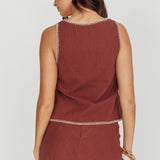 Dose Of Sunshine Blanket Stitch Vest Top Chocolate