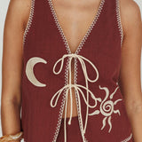 Dose Of Sunshine Blanket Stitch Vest Top Chocolate