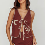Dose Of Sunshine Blanket Stitch Vest Top Chocolate