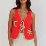 Dose Of Sunshine Blanket Stitch Vest Top Orange