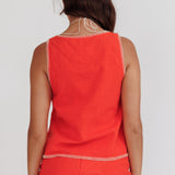 Dose Of Sunshine Blanket Stitch Vest Top Orange