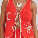Dose Of Sunshine Blanket Stitch Vest Top Orange