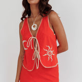 Dose Of Sunshine Blanket Stitch Vest Top Orange