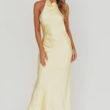 Sweetest Sundays Halterneck Open Back Dress Butter