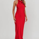 Sweetest Sundays Halterneck Open Back Dress Red
