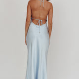 Sweetest Sundays Halterneck Open Back Dress Soft Blue