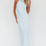 Sweetest Sundays Halterneck Open Back Dress Baby Blue