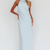 Sweetest Sundays Halterneck Open Back Dress Baby Blue