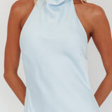 Sweetest Sundays Halterneck Open Back Dress Baby Blue