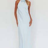 Sweetest Sundays Halterneck Open Back Dress Baby Blue