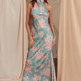 Sweetest Sundays Halterneck Open Back Dress Mint