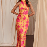 Sweetest Sundays Halterneck Open Back Dress Orange
