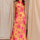 Sweetest Sundays Halterneck Open Back Dress Orange