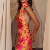 Sweetest Sundays Halterneck Open Back Dress Orange