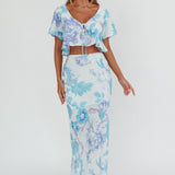 La Vie Floral Maxi Skirt Floral Blue