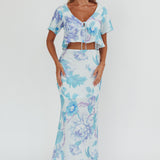La Vie Floral Maxi Skirt Floral Blue