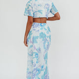 La Vie Floral Maxi Skirt Floral Blue