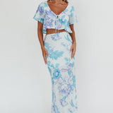 La Vie Floral Maxi Skirt Floral Blue