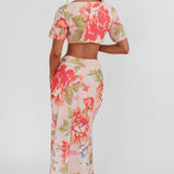 La Vie Floral Maxi Skirt Peach