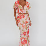La Vie Floral Maxi Skirt Peach