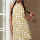 Goldie Halterneck Backless Mini Dress Print