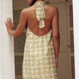 Goldie Halterneck Backless Mini Dress Print