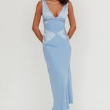 Soul Fire V-Neck Maxi Dress Blue