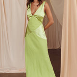Soul Fire V-Neck Maxi Dress Lime