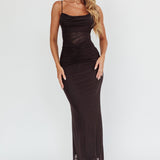 Morella Ruched Waist Mesh Maxi Dress Black