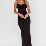 Morella Ruched Waist Mesh Maxi Dress Black