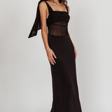 Starry Eyed Mesh Waist Maxi Dress Black