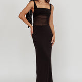 Starry Eyed Mesh Waist Maxi Dress Black