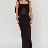 Starry Eyed Mesh Waist Maxi Dress Black
