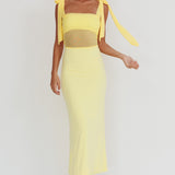 Starry Eyed Mesh Waist Maxi Dress Lemon