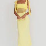 Starry Eyed Mesh Waist Maxi Dress Lemon